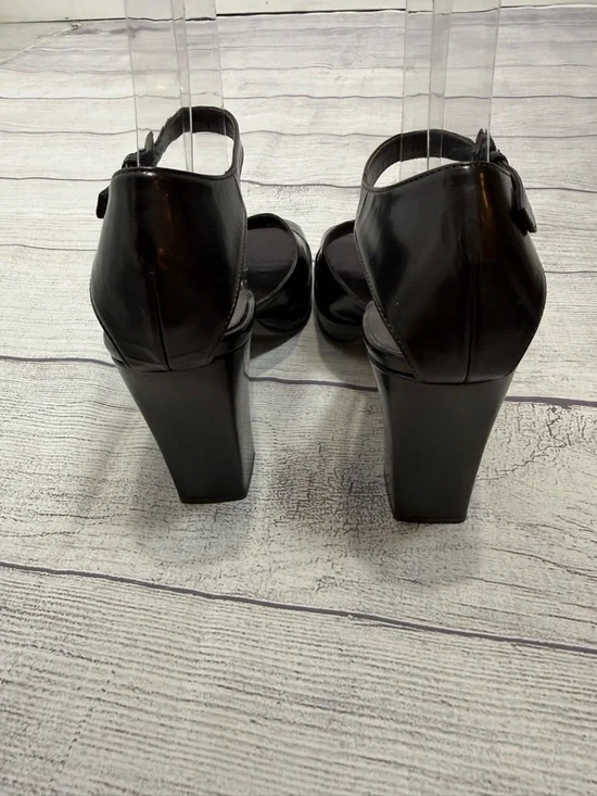 Joan & David Couture Black Leather Heels Ankle Strap Platform Sandals Size 7.5 - Picture 7 of 13